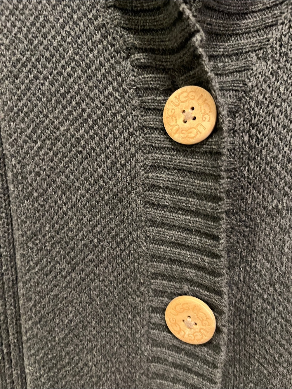 UGG Australia Dark Grey 100% Cotton Cardigan Sweater Size xs / s - Picture 5 of 8